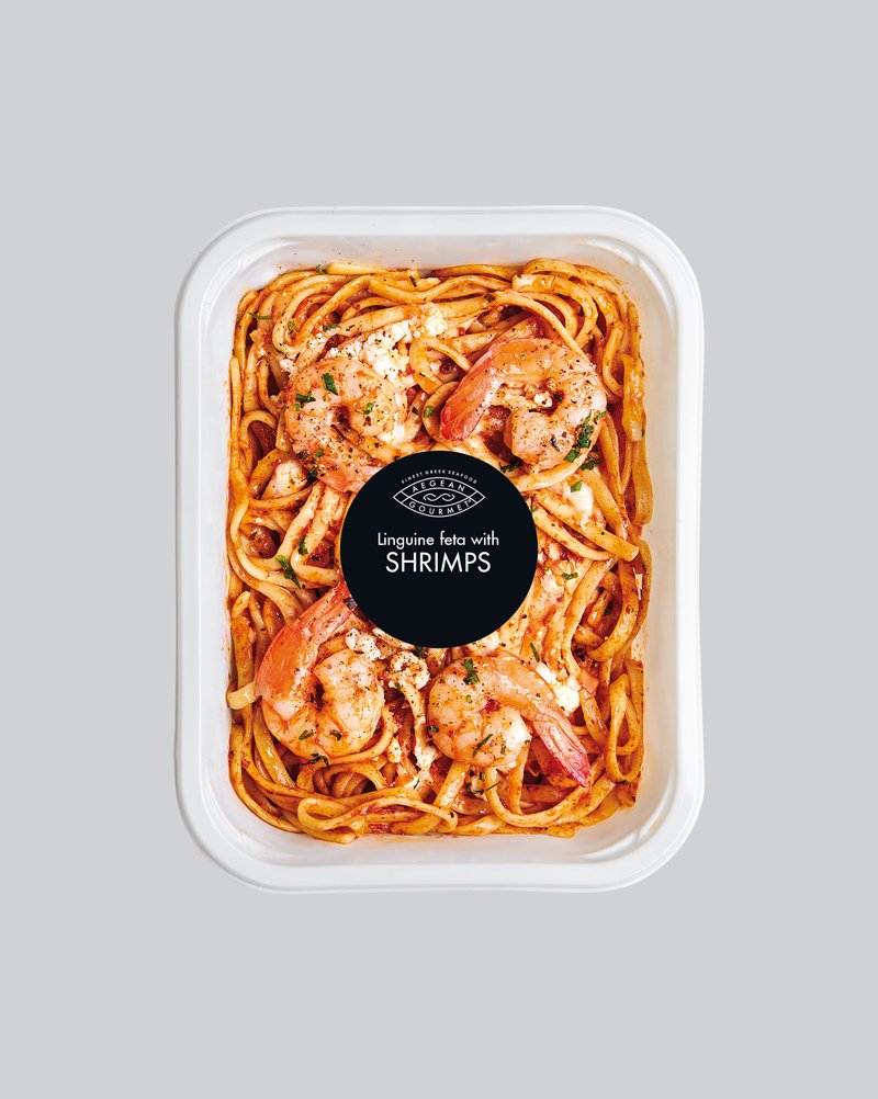 Linguine Feta with shrimps