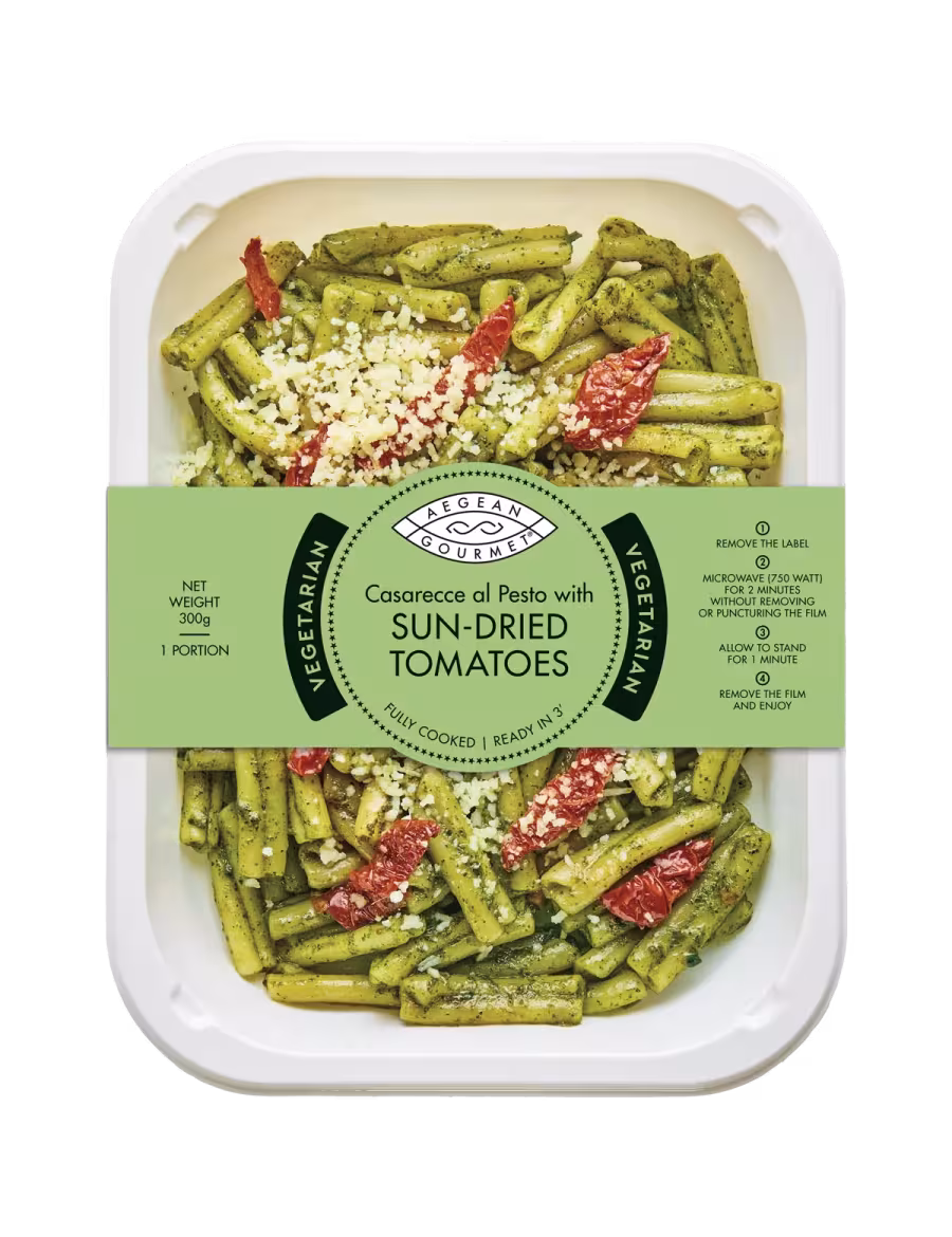 Casarecce al Pesto with Sun-dried Tomatoes