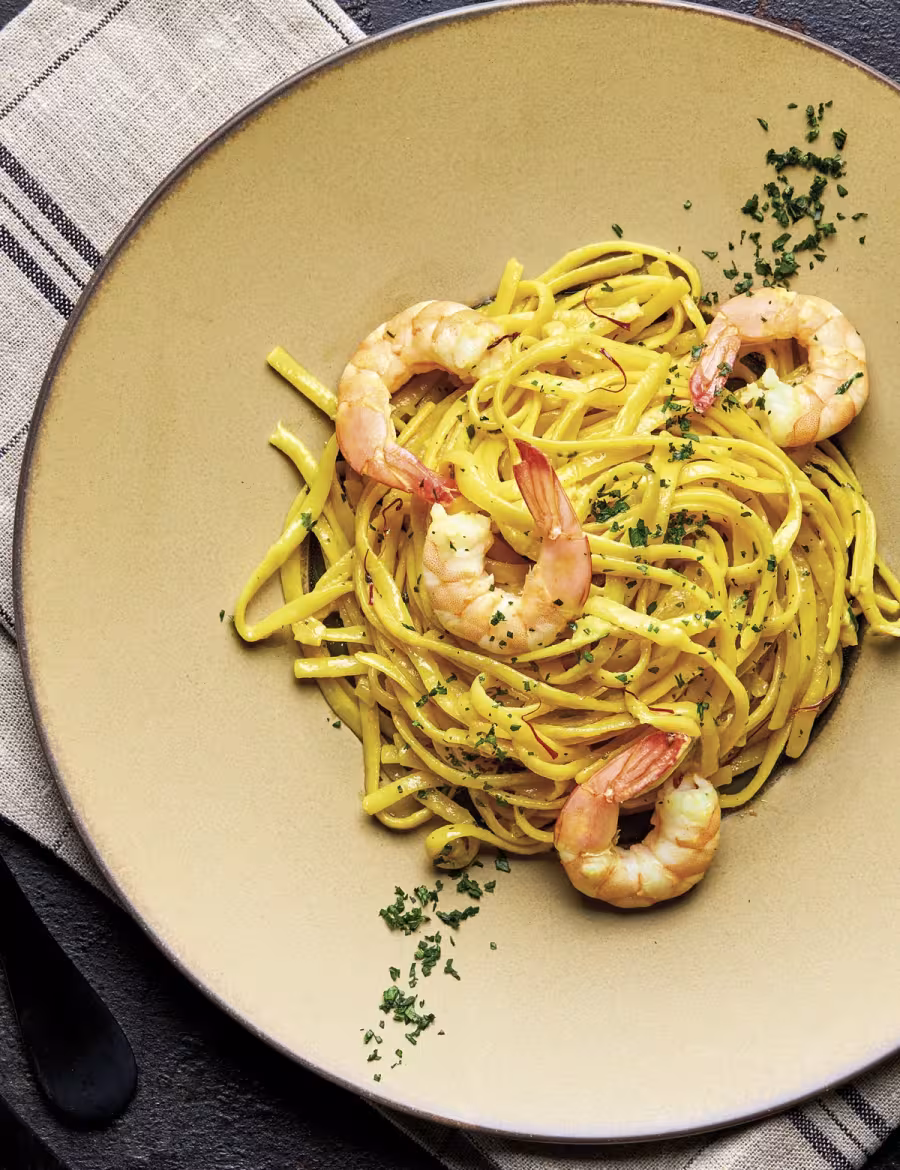 Linguine with Saffron and SHRIMPS