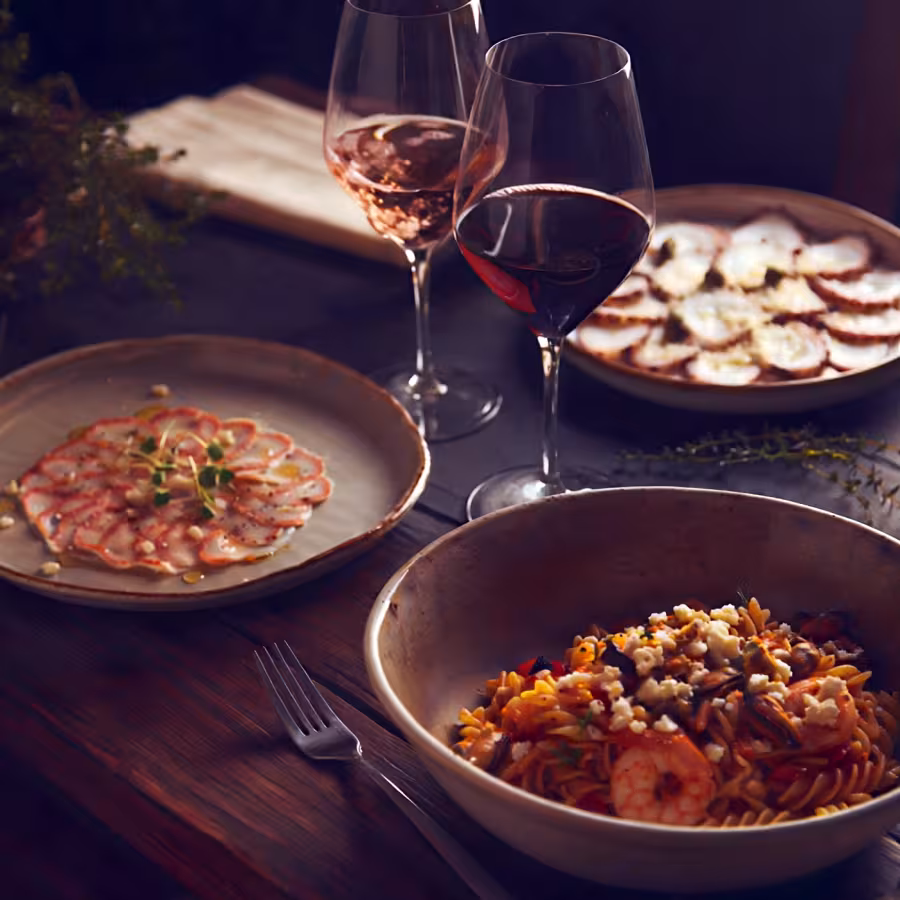 Pairings for seafood, meat, and vegetarian meals.